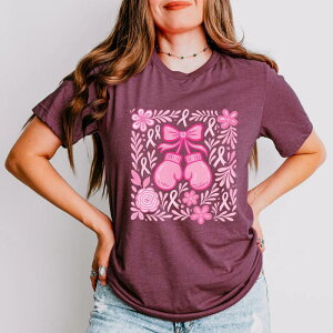 Simply Sage Market ���f�B�[�X �g�b�v�X T�V���c �O���t�B�b�N Simply Sage Market Breast Cancer Boxingloves - Women'short Sleeve Graphic T-Shirt Plum �v����