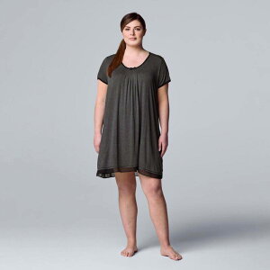 ���F���E�H�� ���f�B�[�X �A���_�[�E�F�A �i�C�g�E�F�A �v���X�T�C�Y �V���c Plusize Simply Vera Wang Basic Luxury Sleepshirt Heather Charcoal �`���R�[��
