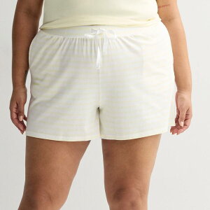 �\�m�} ���f�B�[�X �A���_�[�E�F�A �i�C�g�E�F�A �v���X�T�C�Y �R�b�g�� Plusize Sonoma Goods For Life Cotton Modal Sleep Short Light Yellow Stripe �C�G���[