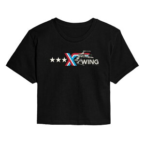�X�^�[ �E�H�[�Y ���f�B�[�X �g�b�v�X T�V���c �N���b�v�h ���S Juniors' Star Wars X-Wing Americana Logo Cropped Tee Black �u���b�N