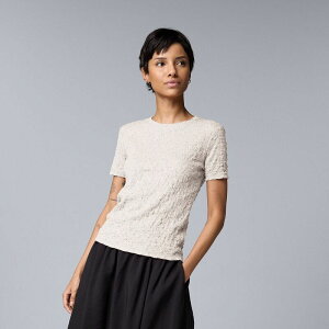 ���F���E�H�� ���f�B�[�X �g�b�v�X T�V���c �v�` Petite Simply Vera Wang Texture Tee Daisy Dew