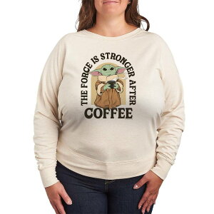 �X�^�[ �E�H�[�Y ���f�B�[�X �g�b�v�X T�V���c �v���X�T�C�Y �p�C�� Plusize Star Wars The Mandalorian The Force Istronger After Coffee French Terry Long Sleeve Tee Beige �x�[�W��