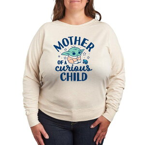 �X�^�[ �E�H�[�Y ���f�B�[�X �g�b�v�X T�V���c �v���X�T�C�Y �p�C�� Plusize Star Wars The Mandalorian Mother Of A Curious Child French Terry Long Sleeve Tee Beige �x�[�W��