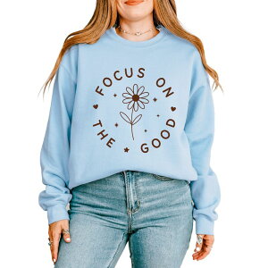 Simply Sage Market ���f�B�[�X �g�b�v�X T�V���c �X�E�F�b�g �O���t�B�b�N Simply Sage Market Focus On The Goodaisy - Women's Graphic Sweatshirt Light Blue �u���[