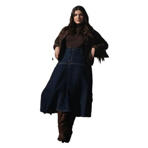 �G���N�C ���f�B�[�X �{�g���X�J�[�g �v���X�T�C�Y �f�j�� �}�L�V ELOQUII Women's Plusize Denimaxi Skirt With Seam Detail Dark Rinse �f�j��