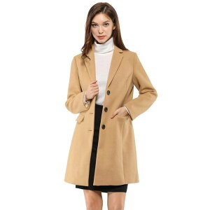 �A���O�� �P�[ ���f�B�[�X �A�E�^�[ �W���P�b�g�E�u���]�� �R�[�g ALLEGRA K Women's Notched Lapelong Sleevesingle Breasted Winter Long Coat Browns