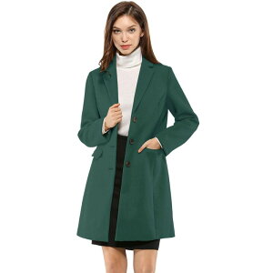 �A���O�� �P�[ ���f�B�[�X �A�E�^�[ �W���P�b�g�E�u���]�� �R�[�g ALLEGRA K Women's Notched Lapelong Sleevesingle Breasted Winter Long Coat Green �O���[��