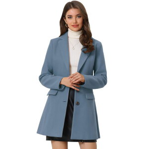 �A���O�� �P�[ ���f�B�[�X �A�E�^�[ �W���P�b�g�E�u���]�� �R�[�g ALLEGRA K Women's Notched Lapelong Sleevesingle Breasted Winter Long Coat Light Dusty Blue �u���[