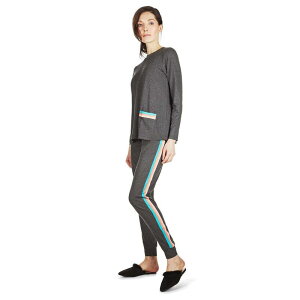 �����C ���f�B�[�X �A���_�[�E�F�A �i�C�g�E�F�A �R�b�g�� MeMoi Women's 100% Cotton Three Tone Striped Camper Pajama Set Charcoal Heather �`���R�[��