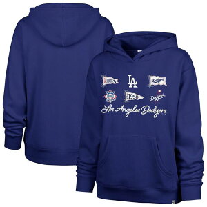�t�H�[�e�B�Z�u���u�����h ���f�B�[�X �g�b�v�X T�V���c �p�[�J�[ 47 Brand Women's '47 Royalos Angeles Dodgers Bow & Banners Naomi Hoodie Lad Blue �u���[