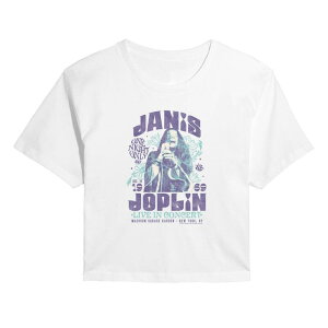 �A�j���L�����N�^�[ ���f�B�[�X �g�b�v�X T�V���c �N���b�v�h Licensed Character Juniors' Janis Joplin Live In Concert Cropped Tee White �z���C�g