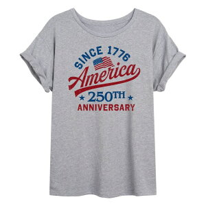 �A�j���L�����N�^�[ ���f�B�[�X �g�b�v�X T�V���c Licensed Character Juniors' America 250th Anniversary Oversized Tee Heather Gray �O���[