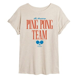 �A�j���L�����N�^�[ ���f�B�[�X �g�b�v�X T�V���c Licensed Character Juniors' Forrest Gump All American Ping Pong Team Oversized Tee Beige �x�[�W��