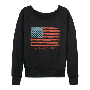 �A�j���L�����N�^�[ ���f�B�[�X �g�b�v�X T�V���c �p�C�� Licensed Character Women's 250 Years Of Liberty USA Flag Distressed French Terry Long Sleeve Tee Black �u���b�N