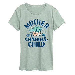 �X�^�[ �E�H�[�Y ���f�B�[�X �g�b�v�X T�V���c �O���t�B�b�N Women'star Wars The Mandalorian Mother Of A Curious Child Graphic Tee Heather Sea Foam �w�U�[