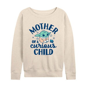 �X�^�[ �E�H�[�Y ���f�B�[�X �g�b�v�X T�V���c �p�C�� Women'star Wars The Mandalorian Mother Of A Curious Child French Terry Long Sleeve Tee Beige �x�[�W��