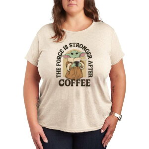 �X�^�[ �E�H�[�Y ���f�B�[�X �g�b�v�X T�V���c �v���X�T�C�Y �O���t�B�b�N Plusize Star Wars The Mandalorian The Force Istronger After Coffee Graphic Tee Beige �x�[�W��