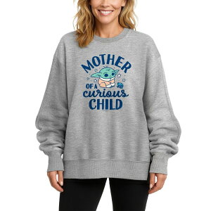 �X�^�[ �E�H�[�Y ���f�B�[�X �g�b�v�X T�V���c �X�E�F�b�g �t���[�X Women'star Wars The Mandalorian Mother Of A Curious Child Oversized Fleece Crew Sweatshirt Athletic Heather �w�U�[