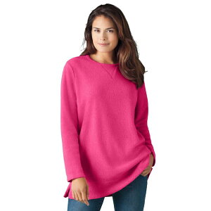 �E�[�}�� �E�B�Y�C�� ���f�B�[�X �g�b�v�X T�V���c �v���X�T�C�Y �X�E�F�b�g Woman Within Plusize Sherpa Sweatshirt Raspberry Sorbet