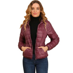 �A���O�� �P�[ ���f�B�[�X �A�E�^�[ �W���P�b�g�E�u���]�� �_�E�� ALLEGRA K Women's Hooded Lightweight Down Packable Puffyer Jacket Burgundy �o�[�K���f�B