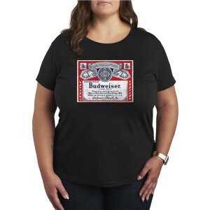 �A�j���L�����N�^�[ ���f�B�[�X �g�b�v�X T�V���c �v���X�T�C�Y �O���t�B�b�N Licensed Character Plusize Budweiser Label Distressed Graphic Tee Black �u���b�N
