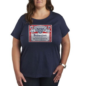 �A�j���L�����N�^�[ ���f�B�[�X �g�b�v�X T�V���c �v���X�T�C�Y �O���t�B�b�N Licensed Character Plusize Budweiser Label Distressed Graphic Tee Navy �l�C�r�[