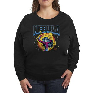 �}�[�x�� ���f�B�[�X �g�b�v�X T�V���c �v���X�T�C�Y �p�C�� Plusize Marvel Guardians Of The Galaxy Nebula French Terry Long Sleeve Tee Black �u���b�N