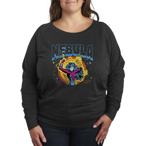 �}�[�x�� ���f�B�[�X �g�b�v�X T�V���c �v���X�T�C�Y �p�C�� Plusize Marvel Guardians Of The Galaxy Nebula French Terry Long Sleeve Tee Heather Charcoal �`���R�[��