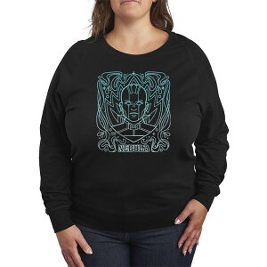 �}�[�x�� ���f�B�[�X �g�b�v�X T�V���c �v���X�T�C�Y �p�C�� Plusize Marvel Guardians Of The Galaxy Nebula Nouveau French Terry Long Sleeve Tee Black �u���b�N