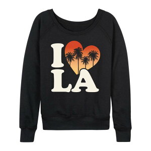�A�j���L�����N�^�[ ���f�B�[�X �g�b�v�X T�V���c �p�C�� LICENSED CHARACTER Women's I Love LA French Terry Long Sleeve Tee Black �u���b�N
