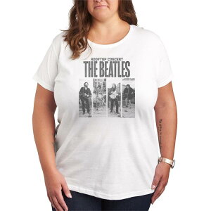 �A�j���L�����N�^�[ ���f�B�[�X �g�b�v�X T�V���c �v���X�T�C�Y �O���t�B�b�N Licensed Character Plusize The Beatles Rooftop Concert Distressed Graphic Tee White �z���C�g