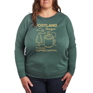 �A�j���L�����N�^�[ ���f�B�[�X �g�b�v�X T�V���c �v���X�T�C�Y �p�C�� �L���b�v Licensed Character Plusize Portland Oregon Coffee Capital French Terry Long Sleeve Tee Heather Juniper �w�U�[