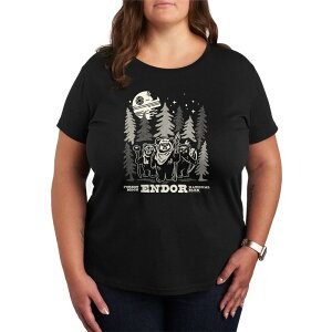 �X�^�[ �E�H�[�Y ���f�B�[�X �g�b�v�X T�V���c �v���X�T�C�Y �O���t�B�b�N Plusize Star Wars Forest Moon Endor National Park Graphic Tee Black �u���b�N