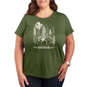 �X�^�[ �E�H�[�Y ���f�B�[�X �g�b�v�X T�V���c �v���X�T�C�Y �O���t�B�b�N Plusize Star Wars Forest Moon Endor National Park Graphic Tee Burnt Olive �I���[�u