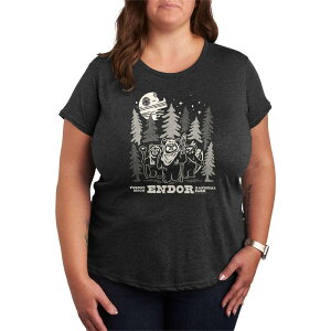 �X�^�[ �E�H�[�Y ���f�B�[�X �g�b�v�X T�V���c �v���X�T�C�Y �O���t�B�b�N Plusize Star Wars Forest Moon Endor National Park Graphic Tee Heather Charcoal �`���R�[��