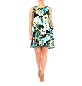 �j�i���I�i���h ���f�B�[�X �g�b�v�X �����s�[�X �t�����[�� �t�����[ Women's Nina Leonard Floral Swing Dress Navy Print �l�C�r�[