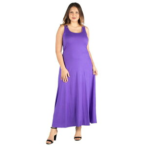 24 �Z�u���R���t�H�[�g ���f�B�[�X �g�b�v�X �����s�[�X A ���C�� �v���X�T�C�Y �}�L�V Plusize 24seven Comfort Apparel Simple A-Line Tank Top Maxi Dress Lilac ���C���b�N