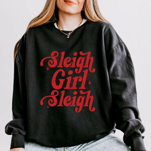 Simply Sage Market ���f�B�[�X �g�b�v�X T�V���c �X�E�F�b�g Simply Sage Market Sleigh Girl Sleigh Sparkle Distressed - Women's Lightweight Garment Dyed Sweatshirt Black �u���b�N