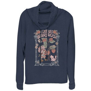 �A�j���L�����N�^�[ ���f�B�[�X �g�b�v�X T�V���c �O���t�B�b�N Licensed Character Women'strawberry Shortcake I Like You Berry Much Cowlneck Graphic Lightweight Long Sleeve Navy �l�C�r�[