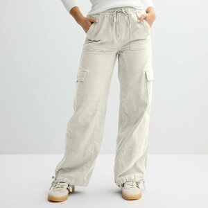 �G�X�I�[ ���f�B�[�X �{�g���X �J�W���A���p���c Juniors' SO High Rise Pull-On Cargo Baggy Pants White Oak �z���C�g