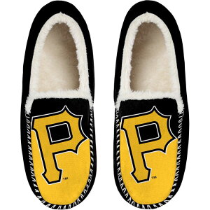 yz tHR Y T_ V[Y Men's FOCO Pittsburgh Pirates Colorblock Moccasin Slippers Pir Black