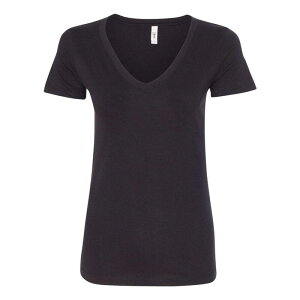 �t���\ ���f�B�[�X �g�b�v�X T�V���c V�l�b�N Floso Next Level Women ´ s Ideal V-Neck T-Shirt Black �u���b�N
