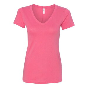 �t���\ ���f�B�[�X �g�b�v�X T�V���c V�l�b�N Floso Next Level Women ´ s Ideal V-Neck T-Shirt Hot Pink �s���N