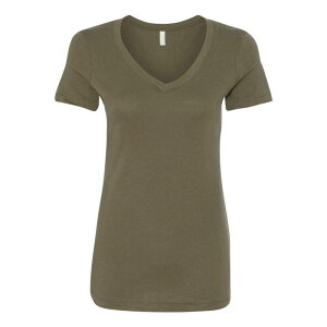 �t���\ ���f�B�[�X �g�b�v�X T�V���c V�l�b�N Floso Next Level Women ´ s Ideal V-Neck T-Shirt Military Green �O���[��