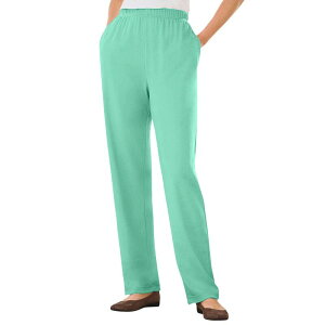 �E�[�}�� �E�B�Y�C�� ���f�B�[�X �{�g���X �J�W���A���p���c �v���X�T�C�Y �j�b�g Woman Within Plusize 7-Day Knit Straight-Leg Pull-On Pants Pale Seafoam