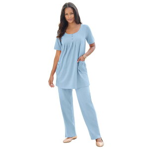 ���A�}���Y ���f�B�[�X �g�b�v�X T�V���c �v���X�T�C�Y �j�b�g Roaman's Women's Plusize Two Pocket Soft Knit Swing Tunic Pale Blue �u���[