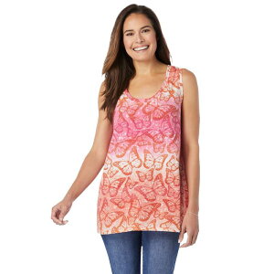 �E�[�}�� �E�B�Y�C�� ���f�B�[�X �g�b�v�X T�V���c �v���X�T�C�Y Woman Within Plusize High-Low Tank Raspberry Sorbet Ombre
