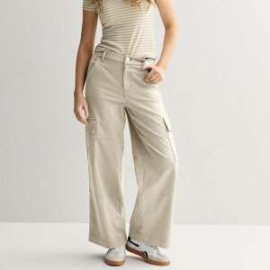 �G�X�I�[ ���f�B�[�X �{�g���X �J�W���A���p���c Juniors' SO Mid Rise Pull-On Cargo Baggy Pants White Oak �z���C�g