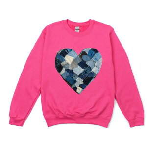 Simply Sage Market ���f�B�[�X �g�b�v�X T�V���c �v�����g �X�E�F�b�g �O���t�B�b�N Simply Sage Market Demin Heart Print - Women's Graphic Sweatshirt Raspberry