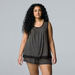 ���F���E�H�� ���f�B�[�X �A���_�[�E�F�A �i�C�g�E�F�A �v���X�T�C�Y Plusize Simply Vera Wang Basic Luxury Pajama Tank Top & Pajama Boxerset Heather Coal �w�U�[